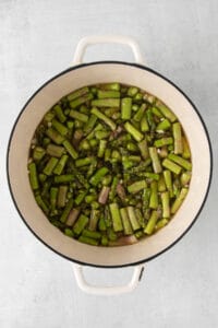 asparagus in a pot on a white background.