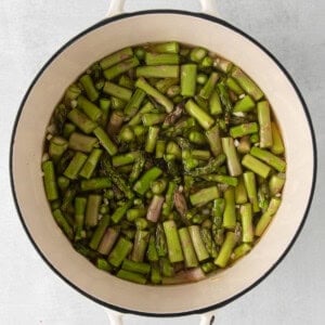 asparagus in a pot on a white background.