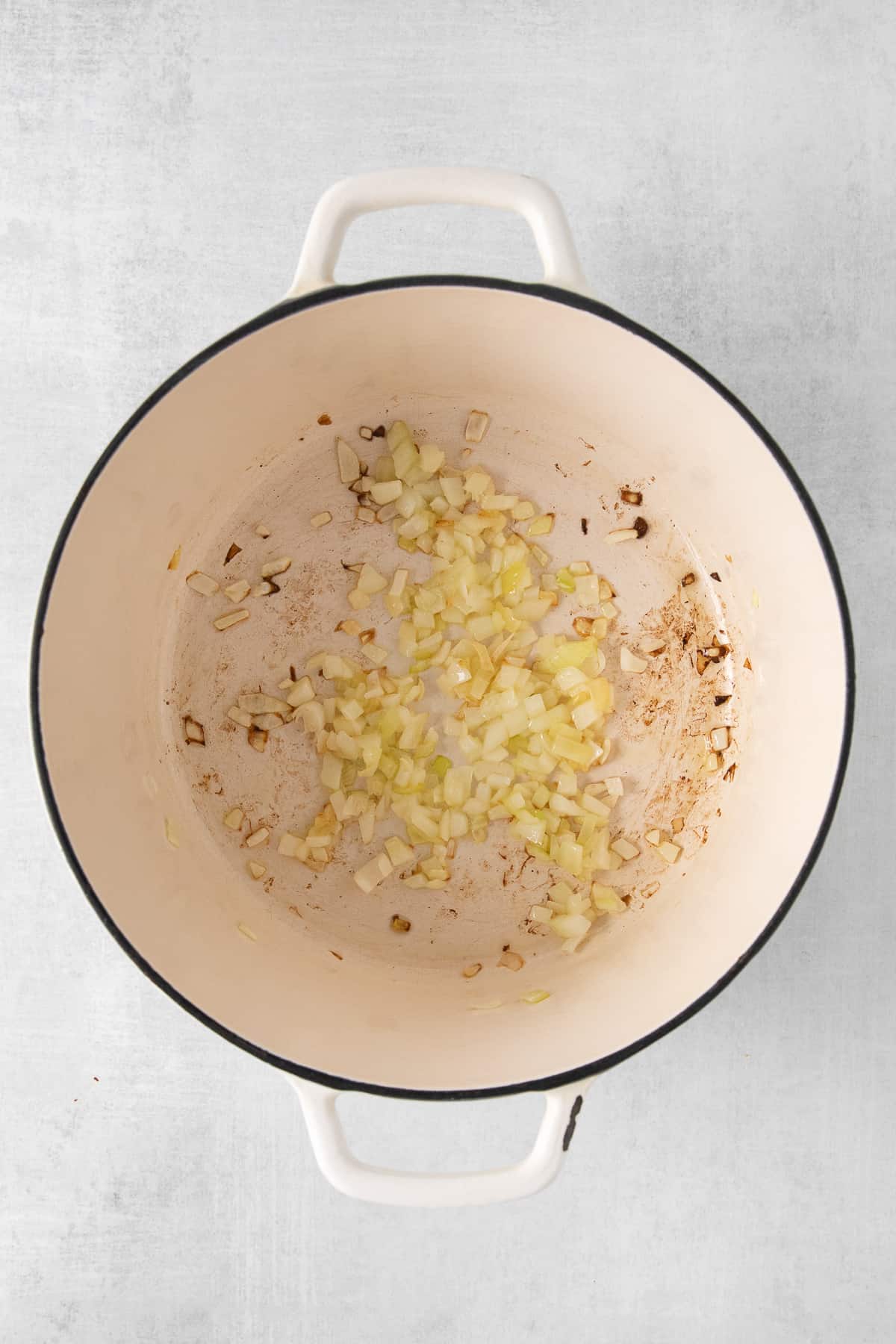 Sauteed onions in a dutch oven.