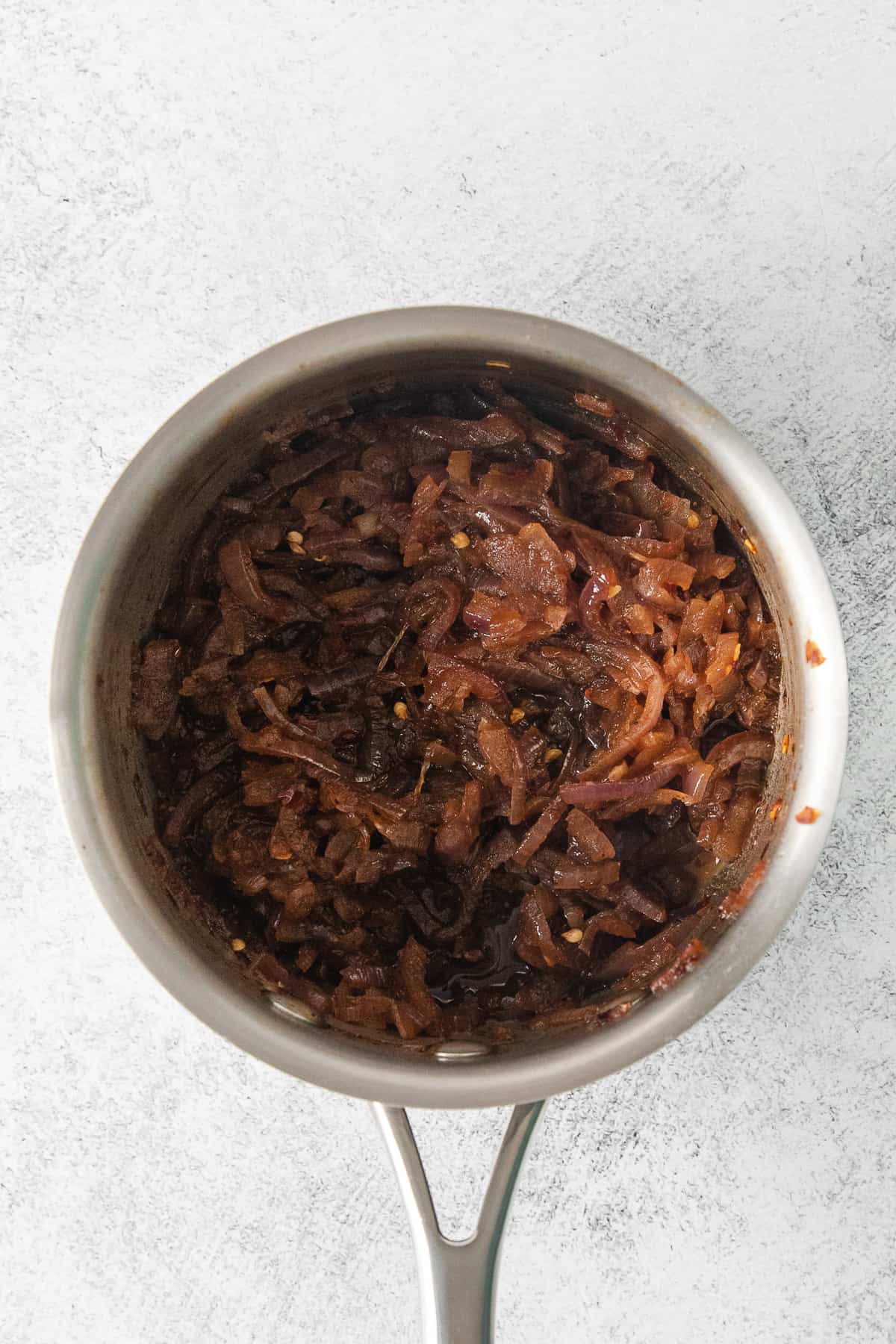 Caramelized onions in a pot.