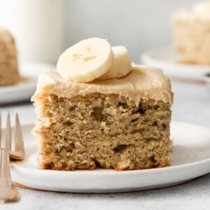 Banana cake with cream cheese frosting.