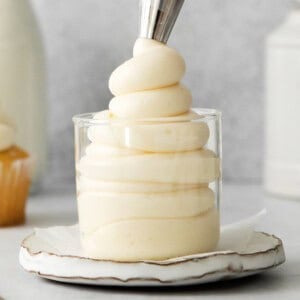 mascarpone frosting in a glass.