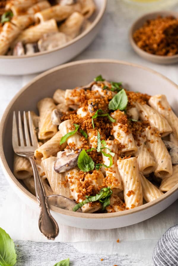 Creamy mushroom pasta.