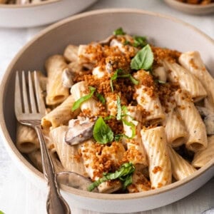 Creamy mushroom pasta.