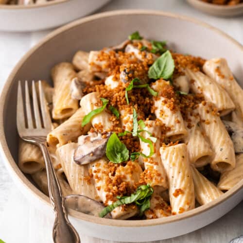 Creamy mushroom pasta.