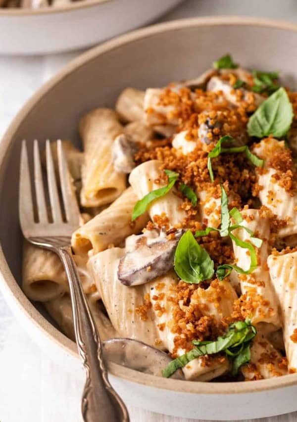 Creamy mushroom pasta.