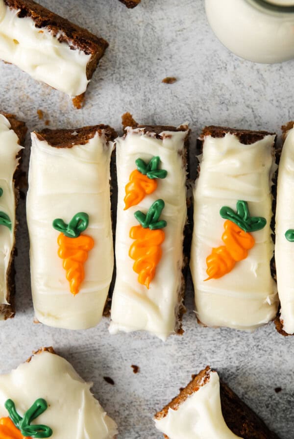 sliced carrot cake bars.