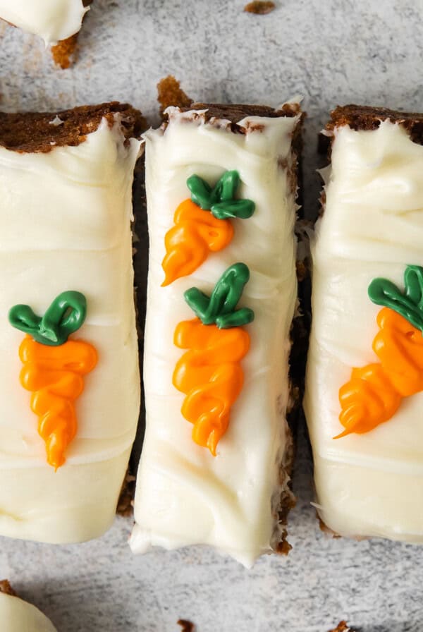 sliced carrot cake bars.