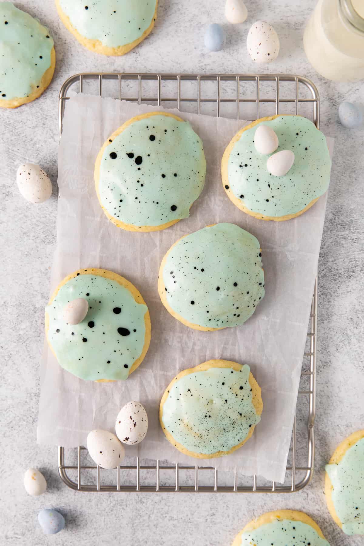 Lemon ricotta cookies on a cookie sheet.