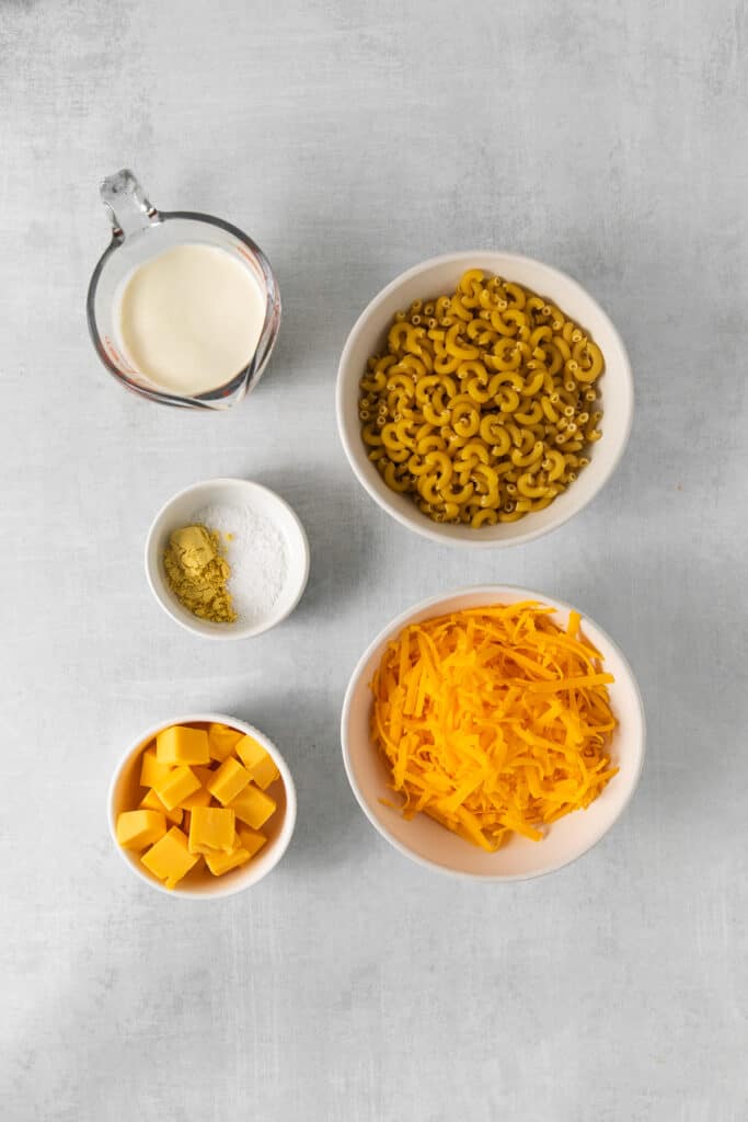 Ingredients for KFC mac and cheese.