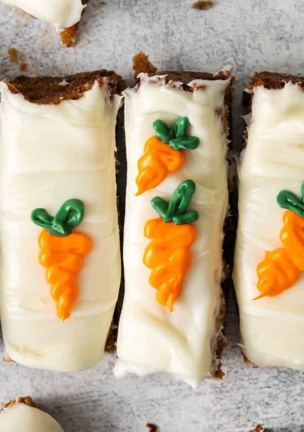 sliced carrot cake bars.