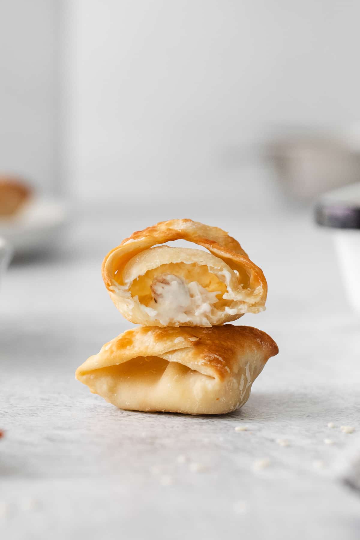 a stack of pastries sitting on a table.