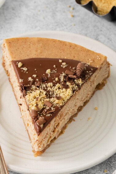 Slice of churro cheesecake.