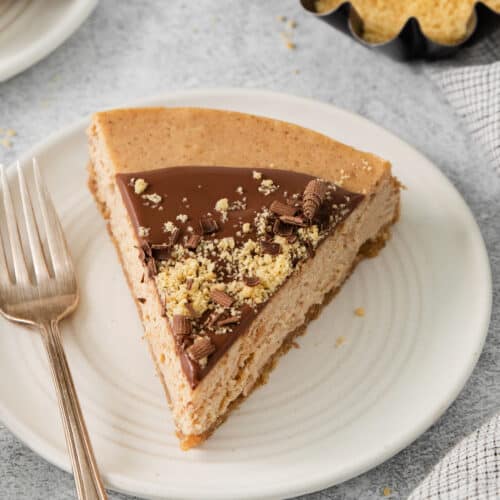 Slice of churro cheesecake.