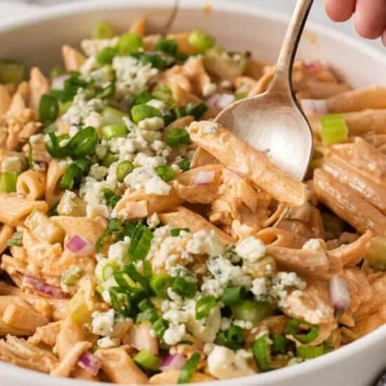 Buffalo chicken pasta salad.