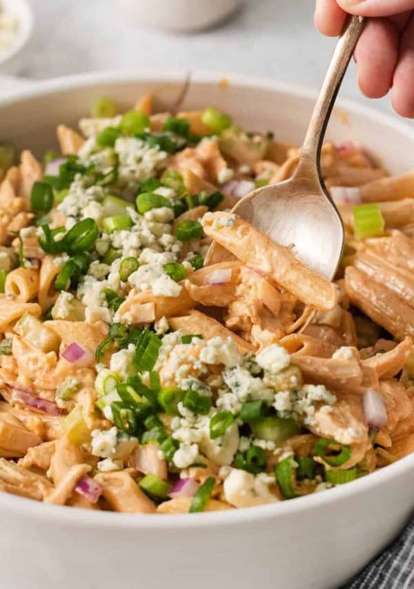 Buffalo chicken pasta salad.