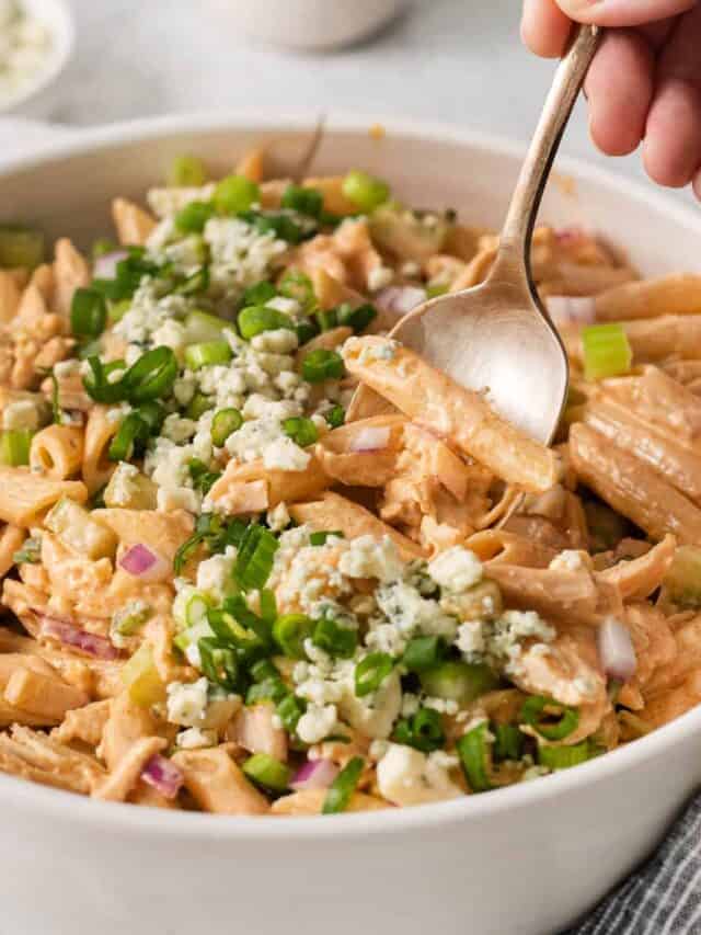 Buffalo Chicken Pasta Salad Cheese Knees 🧀