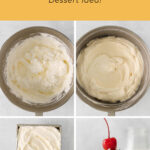 a series of pictures showing how to make mascarpone ice cream.