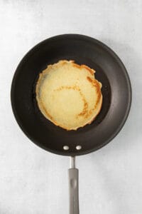 crepe in pan.