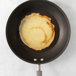 crepe in pan.