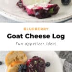 Blueberry goat cheese appetizer on a plate.