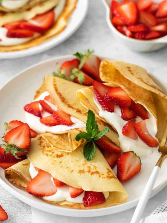 Strawberries and Cream Crepes Cheese Knees