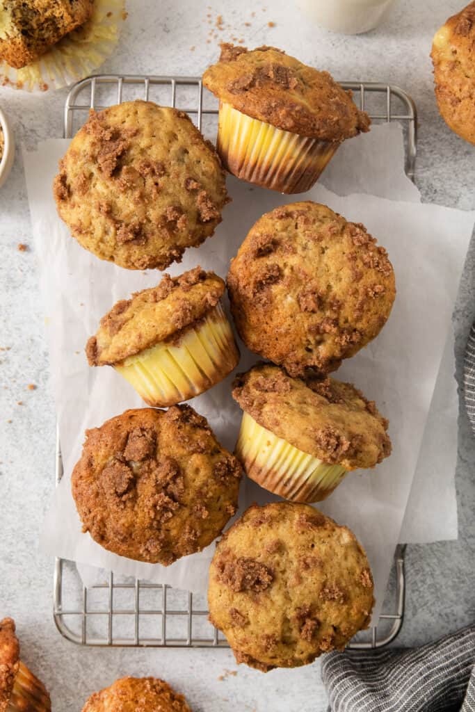 banana muffins on a cooling rack.