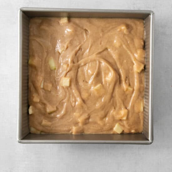 a pan filled with a mixture of peanut butter.