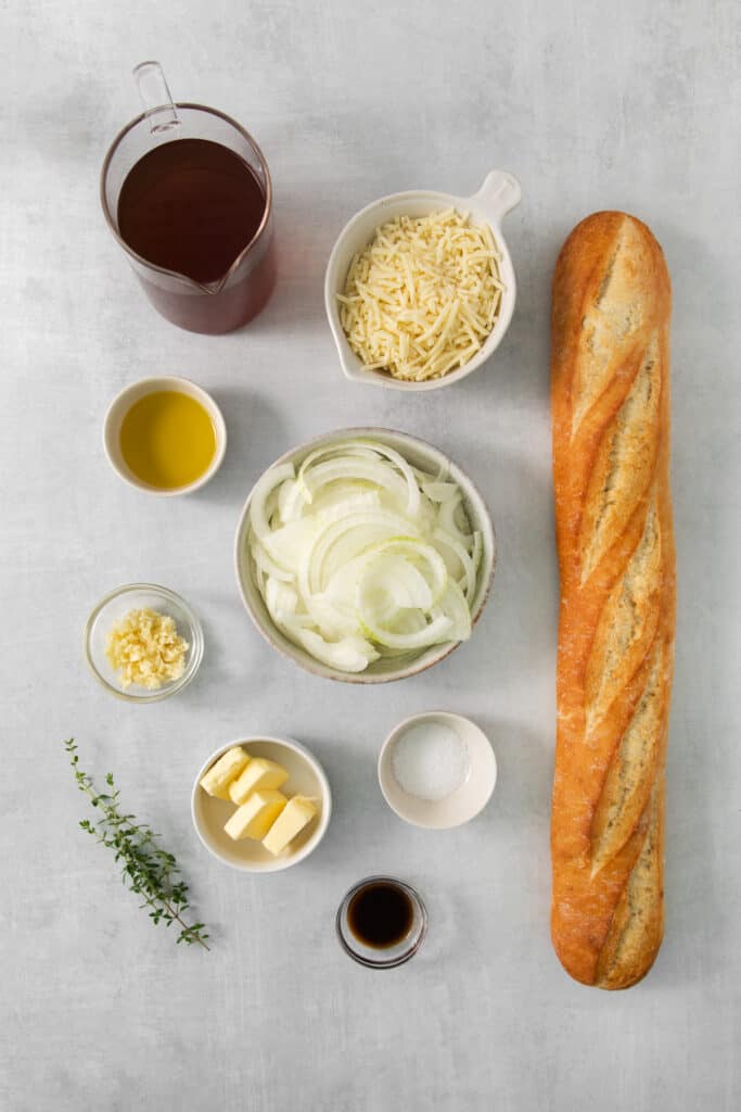 the ingredients for making a french bread.
