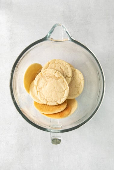 cookies in a glass bowl on a white background.
