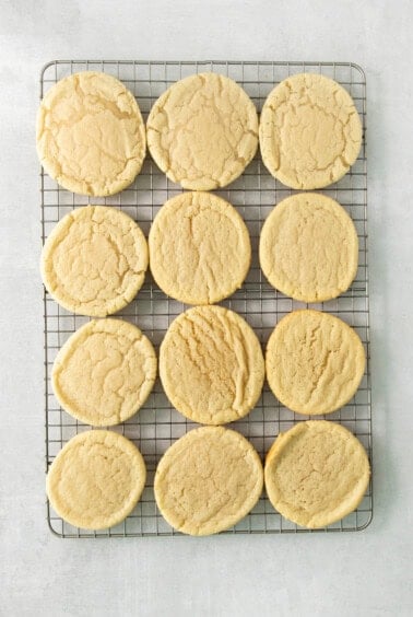 sugar cookies on a cooling rack.