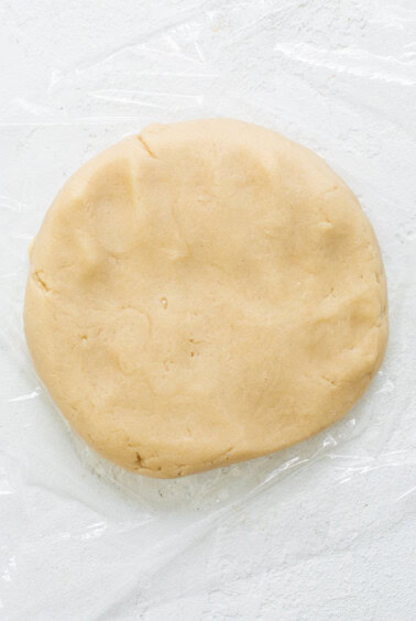 A dough ball on a white surface.
