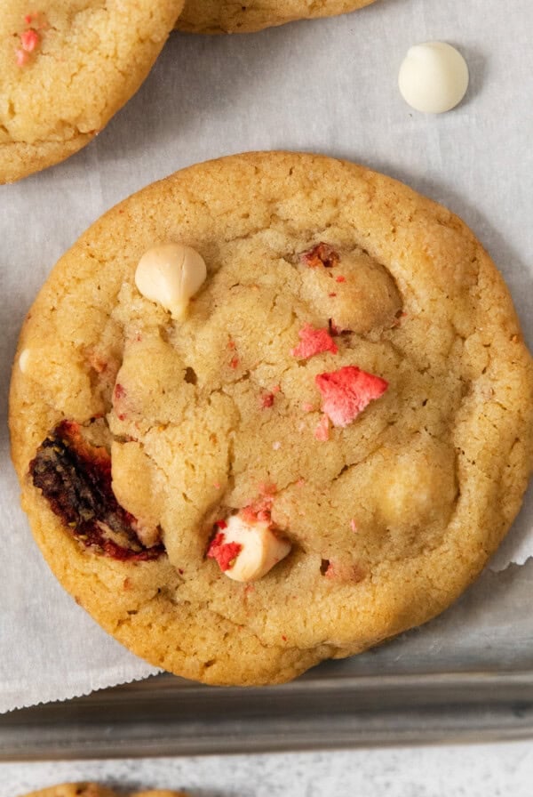 A cookie on a tray.