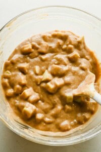 Cinnamon apple bread batter mixed with diced Granny Smith apples